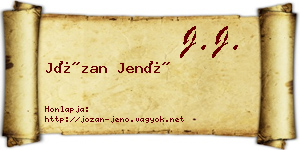 Józan Jenő névjegykártya